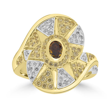 0.33ct Orange Diamond Rings with 0.601tct Diamond set in 18K Two Tone Gold