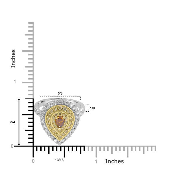 0.279ct Orange Diamond Rings with 0.963tct Diamond set in 18K Two Tone Gold