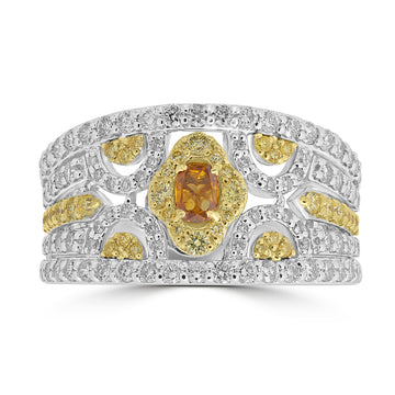 0.175ct Orange Diamond Rings with 1.296tct Diamond set in 18K Two Tone Gold