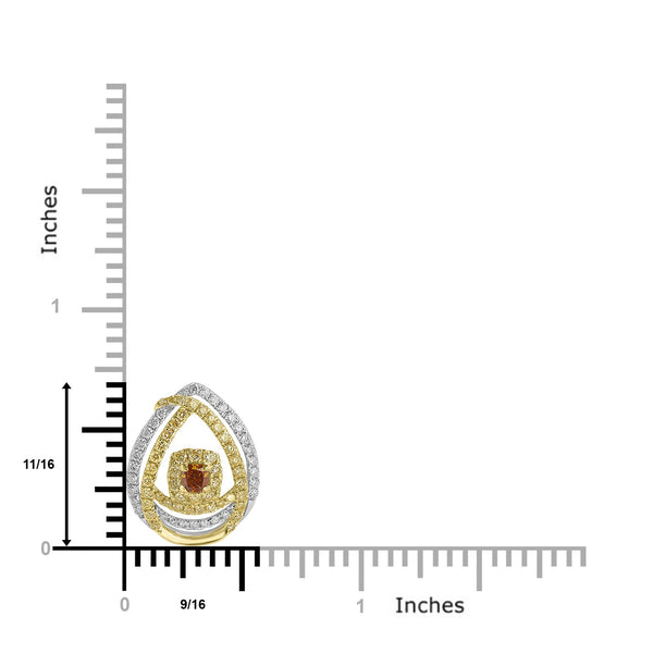 0.222ct Orange Diamond Pendants with 0.655tct Diamond set in 18K Two Tone Gold