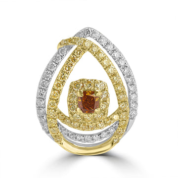 0.222ct Orange Diamond Pendants with 0.655tct Diamond set in 18K Two Tone Gold