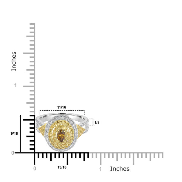 0.20ct Orange Diamond Rings with 0.74tct Diamond set in 18K Two Tone Gold
