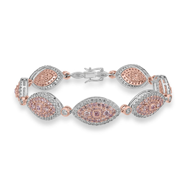 0.43ct Pink Diamond Bracelets with 6.61tct Diamond set in 18K Two Tone Gold