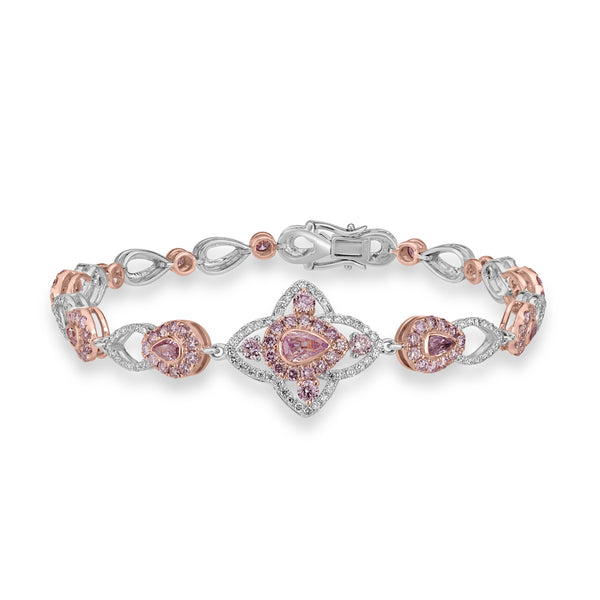 0.89ct Pink Diamond Bracelets with 3.01tct Diamond set in 18K Two Tone Gold