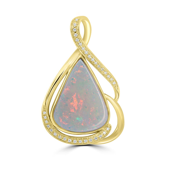 8.47ct Opal Pendants with 0.13tct Diamond set in 18K Yellow Gold