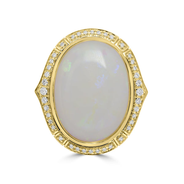 9.55ct Opal Rings with 0.22tct Diamond set in 18K Yellow Gold