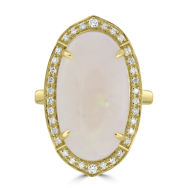 10.39ct Opal Rings with 0.27tct Diamond set in 18K Yellow Gold