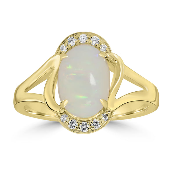 1.58ct Opal Rings with 0.09tct Diamond set in 18K Yellow Gold