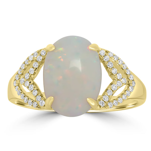 2.32ct Opal Rings with 0.15tct Diamond set in 18K Yellow Gold