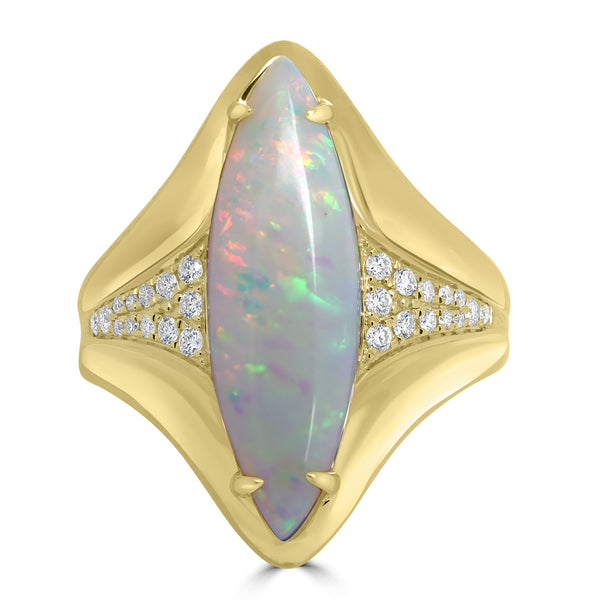 3.02ct Opal Rings with 0.19tct Diamond set in 18K Yellow Gold