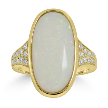 4.84ct Opal Rings with 0.18tct Diamond set in 18K Yellow Gold