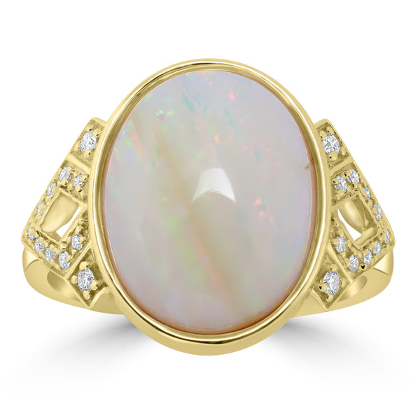 4.72ct Opal Rings with 0.1tct Diamond set in 18K Yellow Gold
