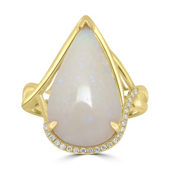 5.51ct Opal Rings with 0.08tct Diamond set in 18K Yellow Gold