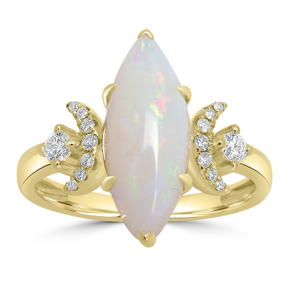 2.63ct Opal Rings with 0.2tct Diamond set in 18K Yellow Gold