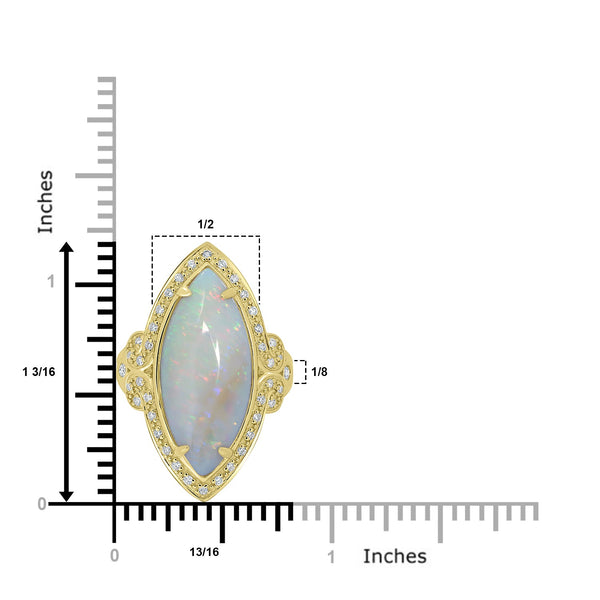 7.82ct Opal Rings with 0.27tct Diamond set in 18K Yellow Gold