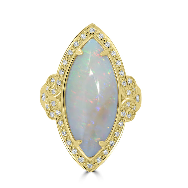 7.82ct Opal Rings with 0.27tct Diamond set in 18K Yellow Gold