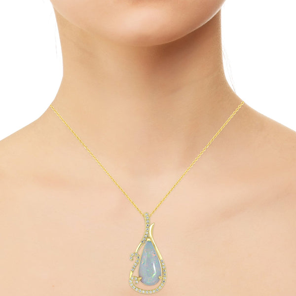 2.43ct Opal Pendants with 0.13tct Diamond set in 18K Yellow Gold