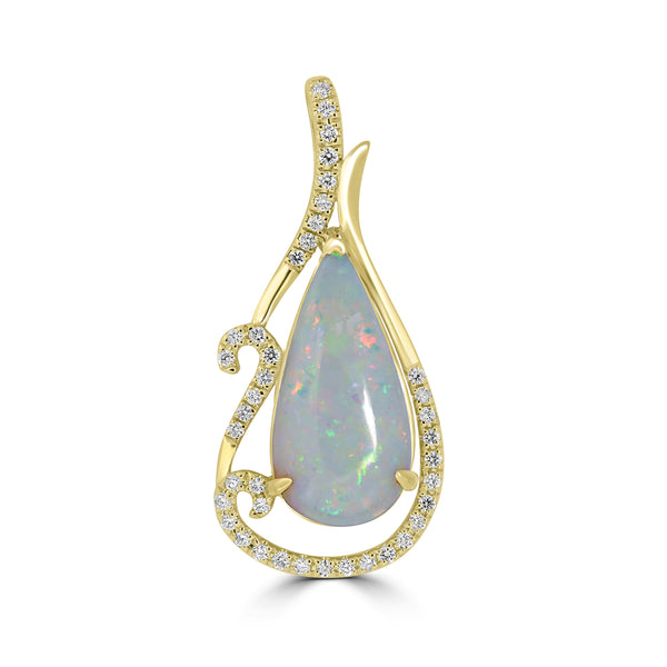 2.43ct Opal Pendants with 0.13tct Diamond set in 18K Yellow Gold