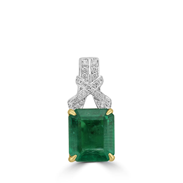 5.44ct Emerald Pendants with 0.12tct Diamond set in 18K Two Tone Gold