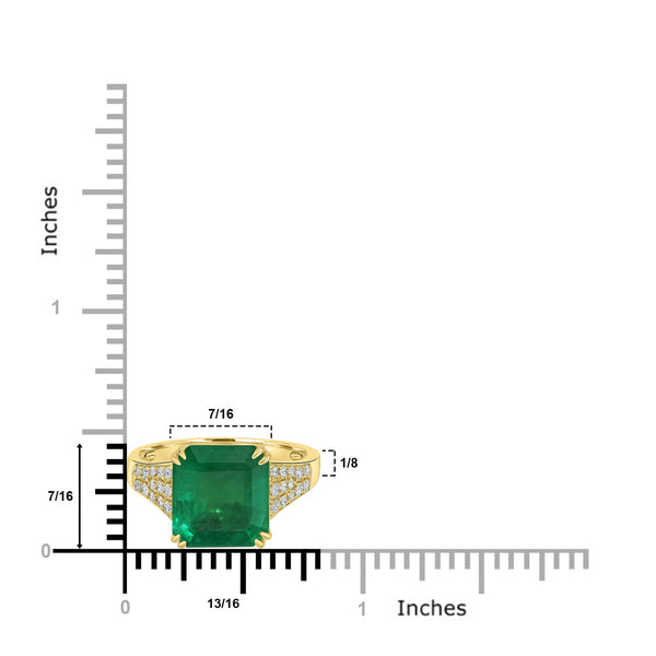 4.69ct Emerald Rings with 0.26tct Diamond set in 18K Yellow Gold