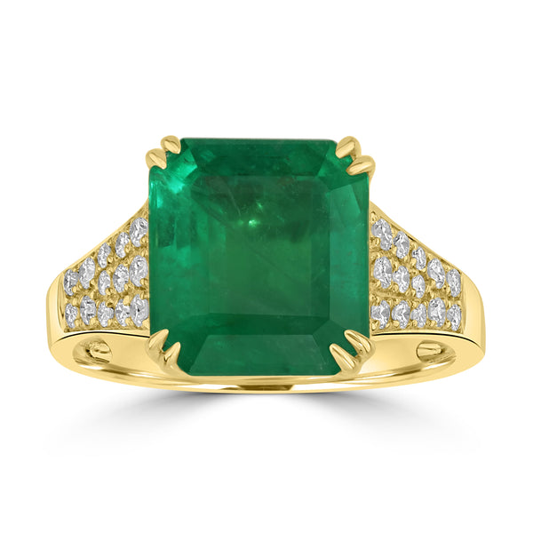 4.69ct Emerald Rings with 0.26tct Diamond set in 18K Yellow Gold