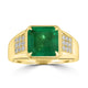 3.6ct Emerald Rings with 0.28tct Diamond set in 18K Yellow Gold