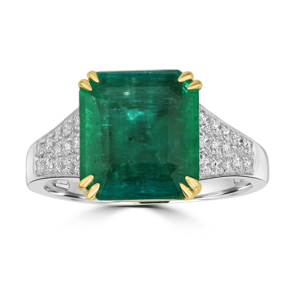 4.00ct Emerald Rings with 0.26tct Diamond set in 18K Two Tone Gold