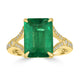 3.89ct Emerald Rings with 0.17tct Diamond set in 18K Yellow Gold