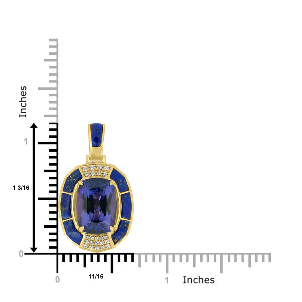 6.84ct Tanzanite Pendants with 0.09tct Diamond set in 18K Yellow Gold