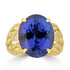 13.68ct Tanzanite Rings with 0.27tct Diamond set in 18K Yellow Gold