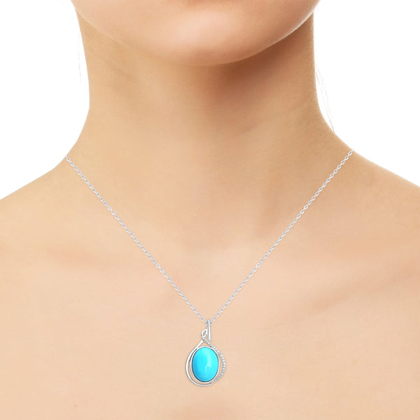 5.87ct Turquoise Pendants with 0.11tct Diamond set in 18K White Gold