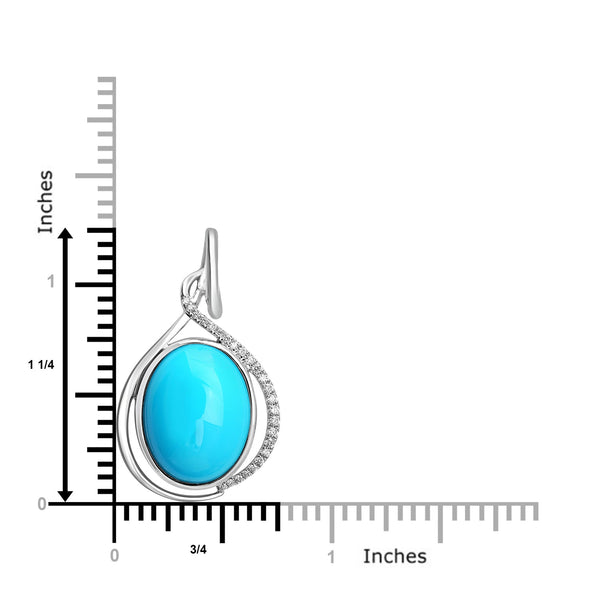 5.87ct Turquoise Pendants with 0.11tct Diamond set in 18K White Gold