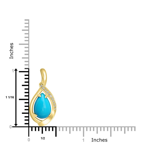 2.83ct Turquoise Pendants with 0.05tct Diamond set in 18K Yellow Gold