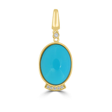 8ct Turquoise Pendants with 0.06tct Diamond set in 18K Yellow Gold