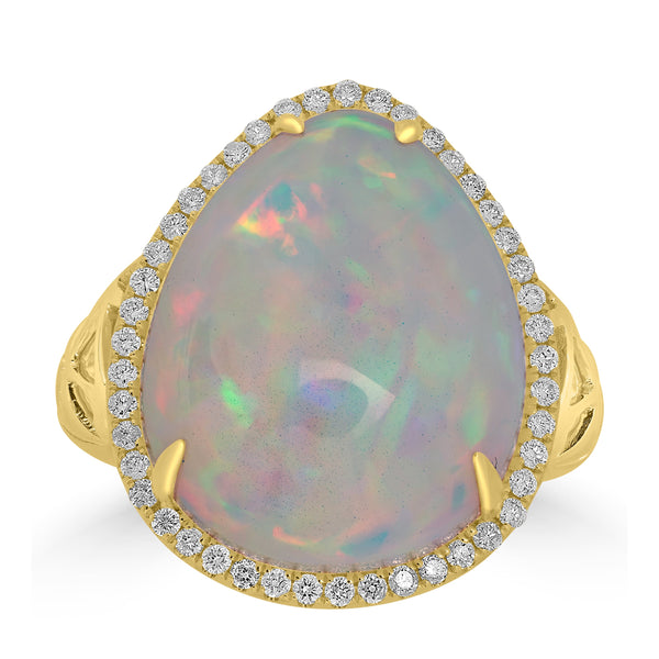 13.88ct Opal Rings with 0.3tct Diamond set in 18K Yellow Gold