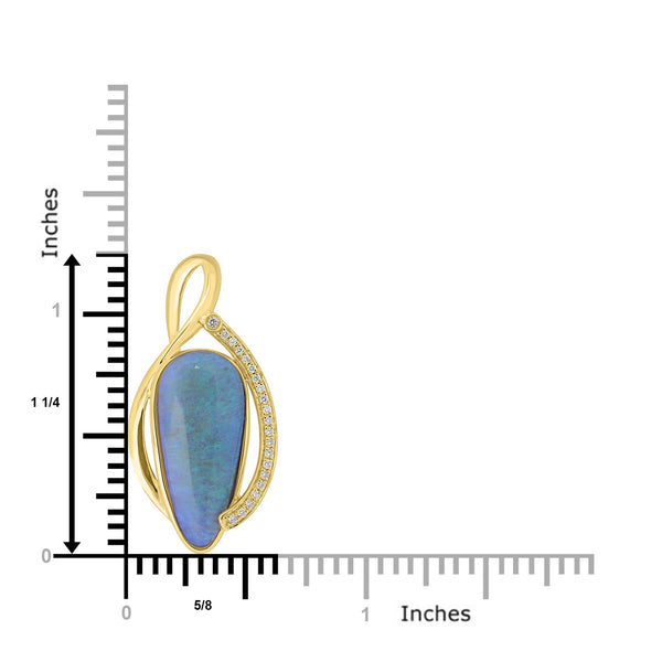 6.31ct Black Opal Pendants with 0.1tct Diamond set in 18K Yellow Gold