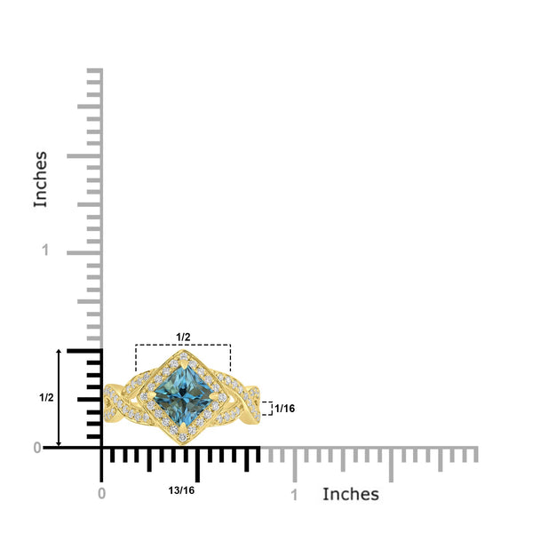 1.51ct Aquamarine Rings with 0.33tct Diamond set in 18K Yellow Gold