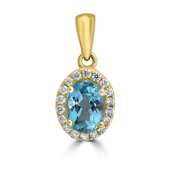 1.19ct Aquamarine Pendants with 0.13tct Diamond set in 18K Yellow Gold