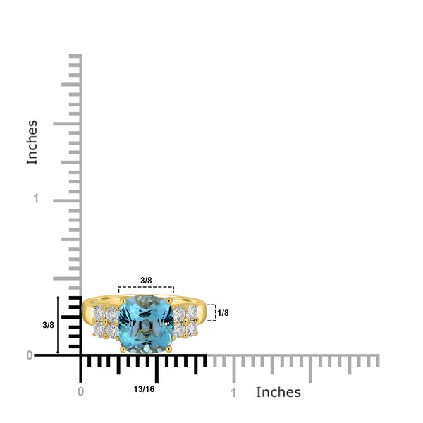2.76ct Aquamarine Rings with 0.44tct Diamond set in 18K Yellow Gold