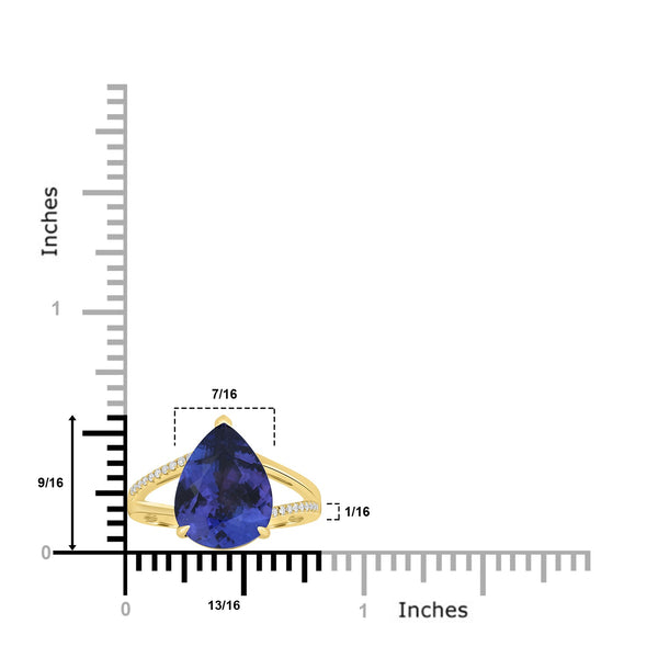 5.57ct Tanzanite Rings with 0.08tct Diamond set in 18K Yellow Gold