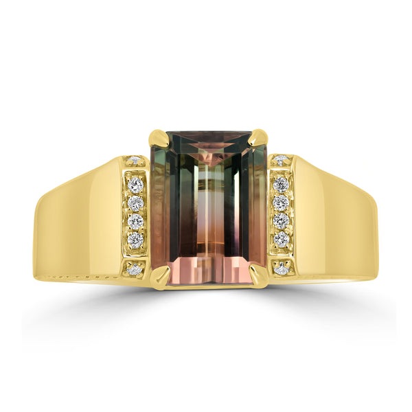 3.98ct Tourmaline Rings with 0.05tct Diamond set in 18K Yellow Gold