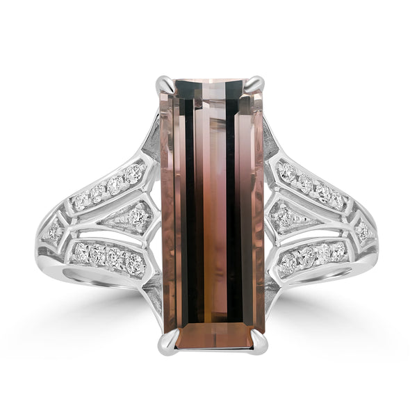 3.89ct Tourmaline Rings with 0.15tct Diamond set in 18K White Gold