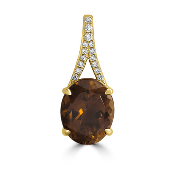 4.52ct Tourmaline Pendants with 0.12tct Diamond set in 18K Yellow Gold
