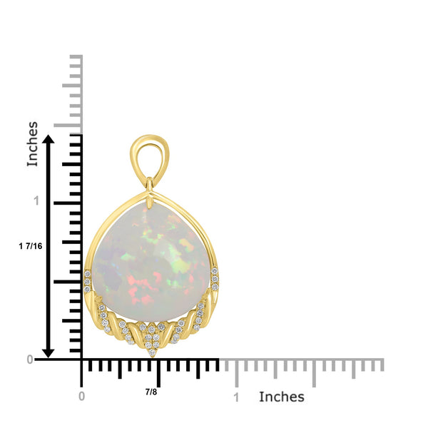 18.78ct Opal Pendants with 0.16tct Diamond set in 18K Yellow Gold