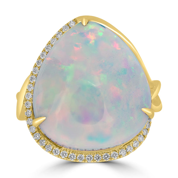 15.27ct Opal Rings with 0.2tct Diamond set in 18K Yellow Gold
