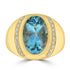 5.92ct Aquamarine Rings with 0.3tct Diamond set in 18K Yellow Gold