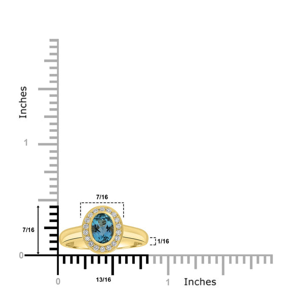 0.9ct Aquamarine Rings with 0.21tct Diamond set in 18K Yellow Gold
