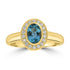0.9ct Aquamarine Rings with 0.21tct Diamond set in 18K Yellow Gold