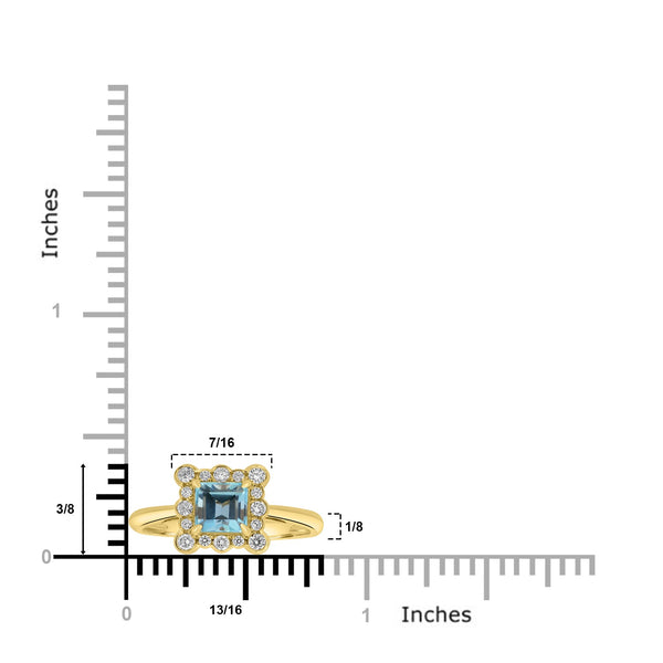 0.82ct Aquamarine Rings with 0.23tct Diamond set in 18K Yellow Gold