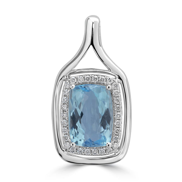 2.74ct Aquamarine Pendants with 0.16tct Diamond set in 18K White Gold